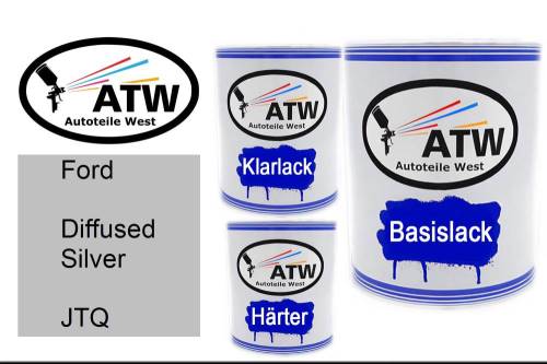 Ford, Diffused Silver, JTQ: 1L Lackdose + 1L Klarlack + 500ml Härter - Set, von ATW Autoteile West.